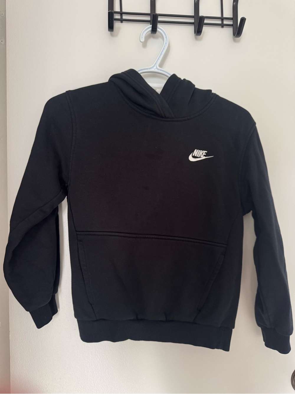 Nike kids Black Crewneck Hoodie with White Swoosh